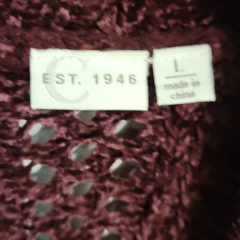 C Est 1946 L Burgundy Sweater Vest Super Soft - Picture 3 of 7
